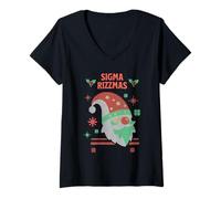 Mujer Sigma Rizzmas Santa Sweater Funny Christmas 2025 Holiday Camiseta Cuello V