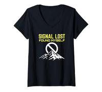 Mujer Signal Lost I Found Myself - Hermosa Naturaleza De Senderismo Camiseta Cuello V