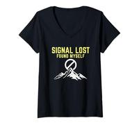 Mujer Signal Lost I Found Myself - Hermosa Naturaleza De Senderismo Camiseta Cuello V