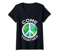 Mujer Signo de la Paz Hippie se unen Camiseta Cuello V