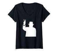 Mujer Signo de la Victoria de Winston Churchill Icono británico de la Segunda Camiseta Cuello V