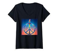 Mujer Signo de Paz de Guitarra mágica Camiseta Cuello V