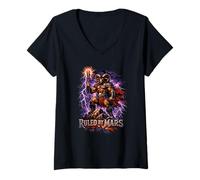 Mujer Signo del Zodiaco Aries gobernado por Mars Ram Warrior Fantasy Art Camiseta Cuello V
