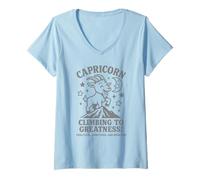 Mujer Signo del zodiaco Capricornio lindo para niños y mujeres Camiseta Cuello V