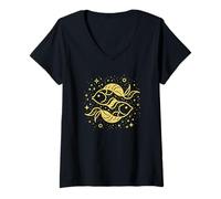Mujer Signo del zodiaco de la constelación de Piscis cumpleaños de febrero Camiseta Cuello V