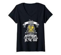 Mujer Signo del Zodiaco Géminis Mujer Hombre Cumpleaños Junio 08 Soy Géminis Camiseta Cuello V