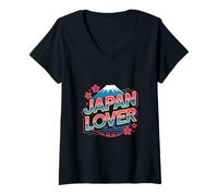 Mujer Signo Divertido Fuji Mountain Meme Japón Amante Memes I Love Japan Camiseta Cuello V