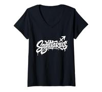 Mujer Signo Zodiacal del Graffiti de Sagitario Astrología Astrología Camiseta Cuello V