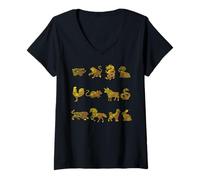 Mujer Signos de Animales del Zodiaco Chino Año Nuevo Chino Camiseta Cuello V