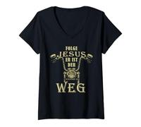 Mujer Sigue a Jesús, ese es el camino - Juan 14:6 Creencia cristiana Camiseta Cuello V
