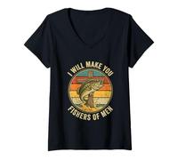 Mujer Sígueme y te haré Pescadores de Hombres Camiseta Cuello V