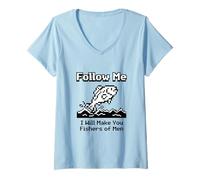 Mujer Sígueme y te haré Pescadores de Hombres Camiseta Cuello V