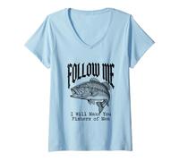Mujer Sígueme y te haré Pescadores de Hombres Camiseta Cuello V