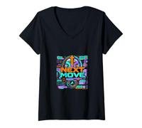 Mujer Siguiente Movimiento Estrategia Dirección Diseño Futurista Camiseta Cuello V