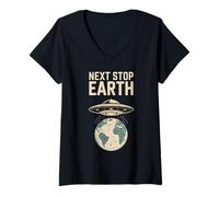 Mujer Siguiente Stop Earth Camiseta Cuello V