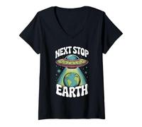 Mujer Siguiente Stop Earth Camiseta Cuello V