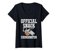 Mujer Silbato de árbitro Divertido coordinador Oficial de Aperitivos Foodie Camiseta Cuello V