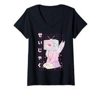 Mujer Silencio Yami Kawaii Menhera Anime Chica Dreamcore Harajuku Camiseta Cuello V