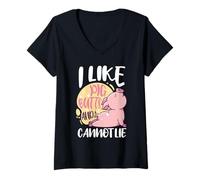Mujer Silhouette BBQ Grill Me gustan las colillas de cerdo y no puedo mentir Camiseta Cuello V