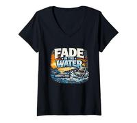 Mujer Silla Plegable Alabama Riverboat Fade in The Water Camiseta Cuello V