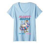 Mujer Silly Goose Floaty Goose On The Loose Fun Camiseta Cuello V