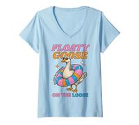 Mujer Silly Goose Floaty Goose On The Loose Fun Camiseta Cuello V
