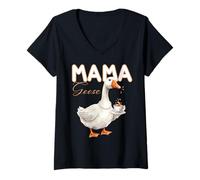 Mujer Silly Goose Mama Goose | Funny Cute Mom Life tee Camiseta Cuello V