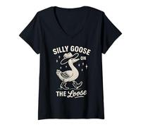Mujer Silly Goose On The Loose Camiseta Cuello V