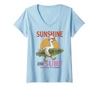 Mujer Silly Goose Sunshine Surf Honk Surf Club Summer Camiseta Cuello V