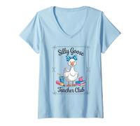 Mujer Silly Goose Teacher Club Funny Educator Camiseta Cuello V