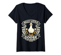 Mujer Silly Little Goose On Board 2026 Anuncio Embarazo Camiseta Cuello V