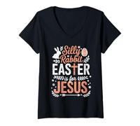 Mujer Silly Rabbit Easter es para Jesus Christian Faith Apparel Camiseta Cuello V