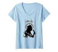 Mujer Silueta de la Reina de Las Sombras Camiseta Cuello V