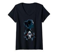 Mujer Silueta De Noche De Ciudad Mujer Camiseta Cuello V