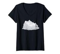 Mujer Silueta de Paisaje de Lobo Camiseta Cuello V