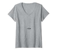 Mujer Silueta De Pescado Trucha Lindo Pez Divertido Camiseta Cuello V