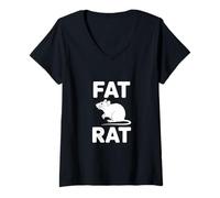 Mujer Silueta de roedor sarcástico Divertido de Rata Gorda Camiseta Cuello V