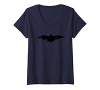 Mujer Silueta De Un Murciélago Canto Camiseta Cuello V