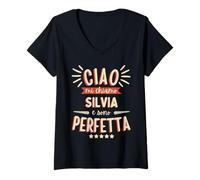Mujer Silvia Idea Regalo Personalizzata Amica Nome Divertente Camiseta Cuello V