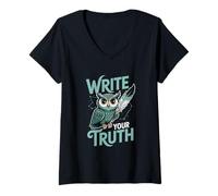 Mujer Símbolo artístico de búho de sabiduría conocimiento antiguo profesores estudiantes Camiseta Cuello V