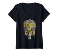 Mujer Símbolo clave de cita deportiva motivacional ganado no dado Camiseta Cuello V