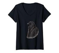 Mujer Símbolo de Inteligencia silenciosa Dark Raven Camiseta Cuello V