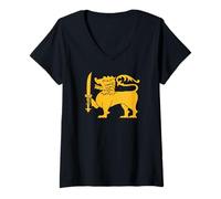 Mujer SÍMBOLO DE LA Bandera DE LEÓN Sri Lanka Sinha Camiseta Cuello V