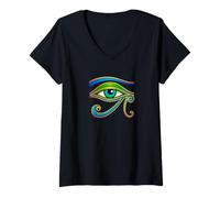 Mujer Símbolo de protección del Dios Egipcio Antiguo el Ojo de Horus Camiseta Cuello V