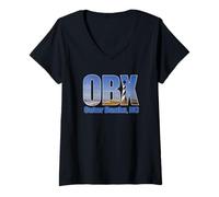 Mujer Símbolo de Regalo de Outer Banks, Carolina del Norte, como Recuerdo Camiseta Cuello V