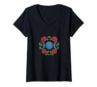 Mujer Símbolo de triple diosa rosa de luna triple Camiseta Cuello V