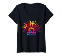 Mujer Símbolo del zodiaco Libra con el signo zodiacal astro Venus Camiseta Cuello V