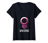 Mujer Símbolo Feminista de Las Mujeres Igualdad de Derechos no es Opcional Camiseta Cuello V