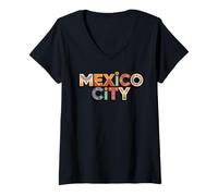 Mujer Símbolos culturales de la Ciudad de México Patrimonio Azteca Camiseta Cuello V
