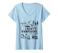 Mujer Símbolos del Estado de New Hampshire EE. UU. Recuerdo Camiseta Cuello V